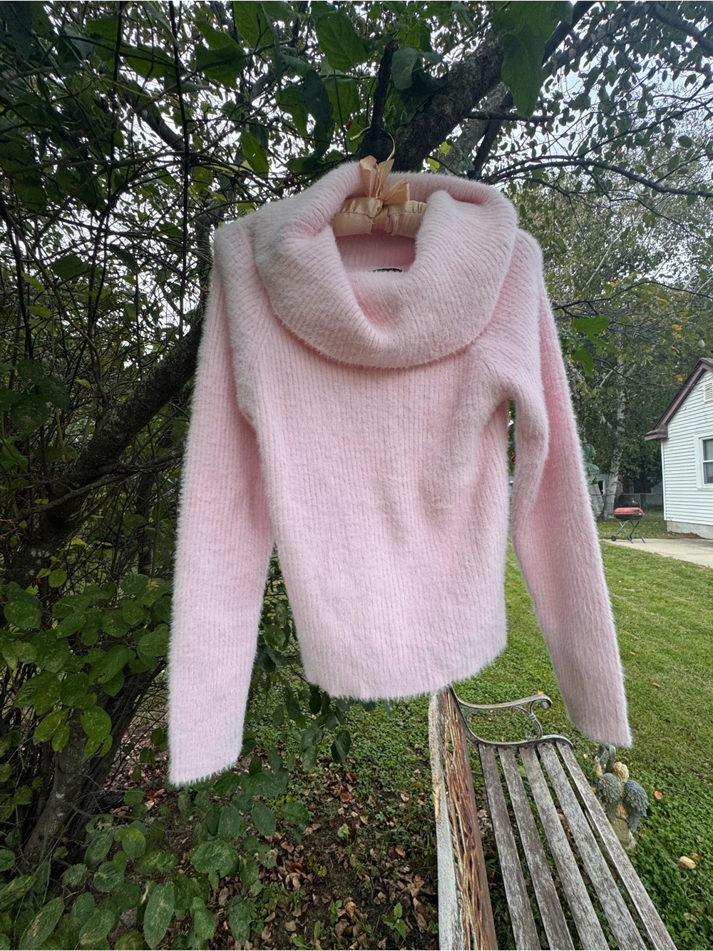 Women's Soft Pink Cowl Neck Sweater - Cozy Knit Pullover